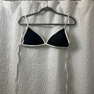 Women's Black and White Bikini Top